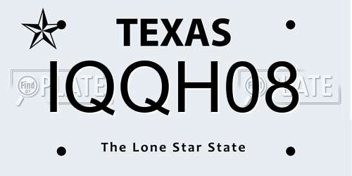 IQQH08 Texas License Plate