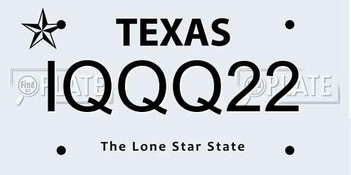 IQQQ22 Texas License Plate
