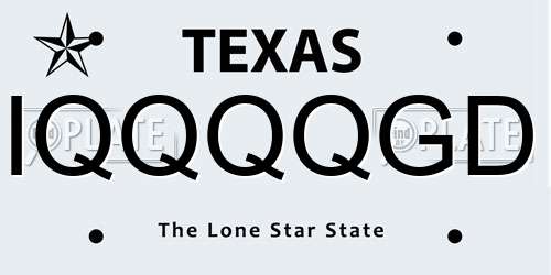 IQQQQGD Texas License Plate