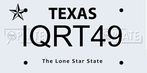 IQRT49 Texas License Plate