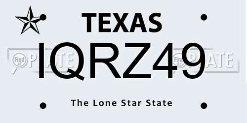 IQRZ49 Texas License Plate