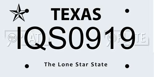 IQS0919 Texas License Plate