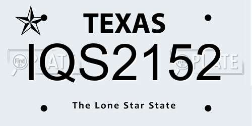 IQS2152 Texas License Plate