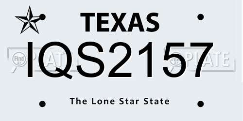 IQS2157 Texas License Plate