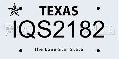 IQS2182 Texas License Plate