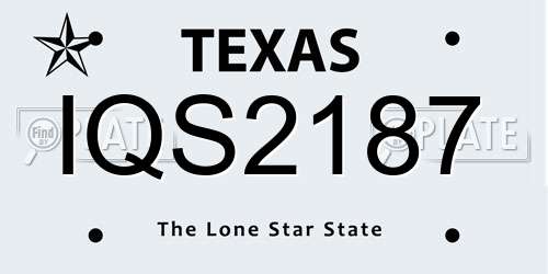 IQS2187 Texas License Plate
