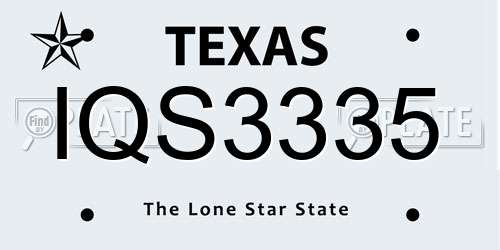 IQS3335 Texas License Plate