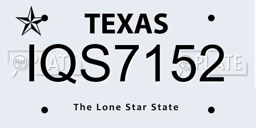 IQS7152 Texas License Plate