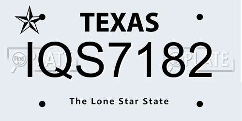 IQS7182 Texas License Plate