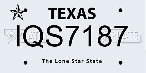 IQS7187 Texas License Plate