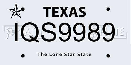 IQS9989 Texas License Plate
