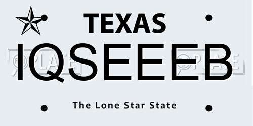 IQSEEEB Texas License Plate