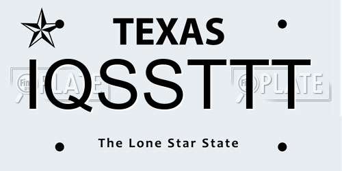 IQSSTTT Texas License Plate