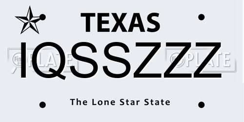 IQSSZZZ Texas License Plate
