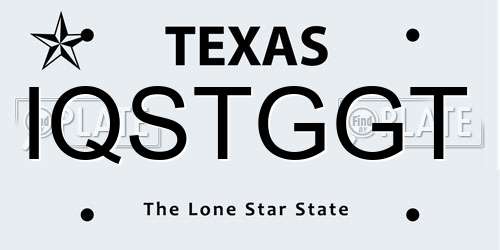 IQSTGGT Texas License Plate