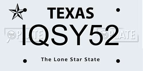 IQSY52 Texas License Plate
