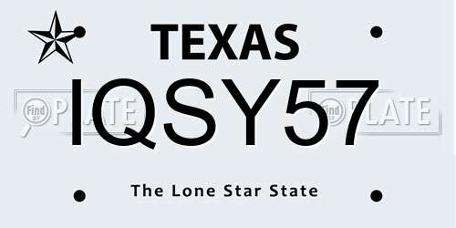 IQSY57 Texas License Plate