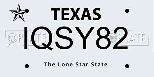 IQSY82 Texas License Plate