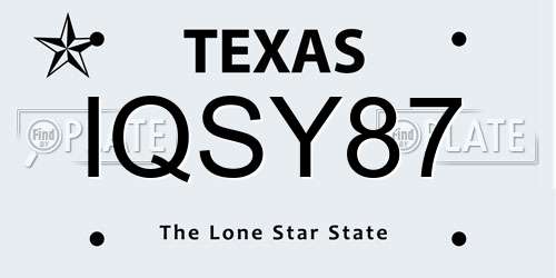 IQSY87 Texas License Plate