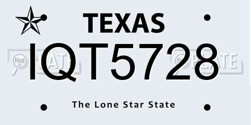 IQT5728 Texas License Plate