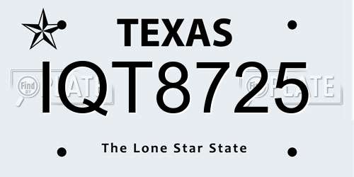 IQT8725 Texas License Plate