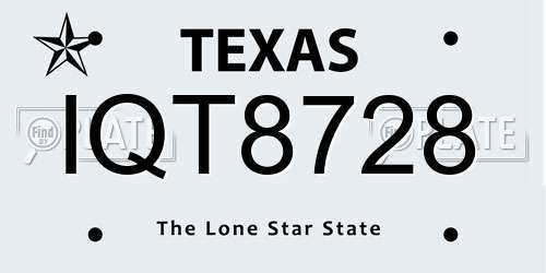 IQT8728 Texas License Plate