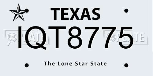 IQT8775 Texas License Plate