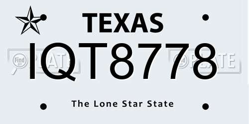 IQT8778 Texas License Plate