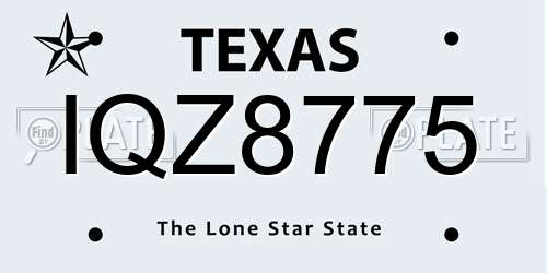 IQZ8775 Texas License Plate