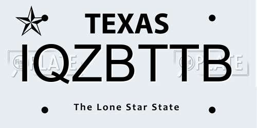 IQZBTTB Texas License Plate