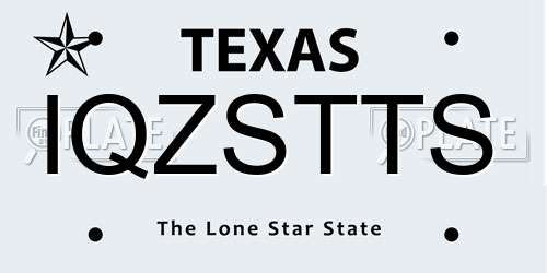 IQZSTTS Texas License Plate