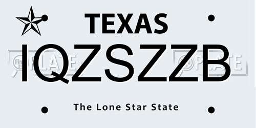 IQZSZZB Texas License Plate