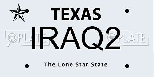 IRAQ2 Texas License Plate