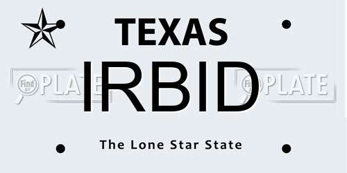 IRBID Texas License Plate