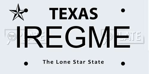 IREGME Texas License Plate