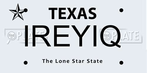 IREYIQ Texas License Plate