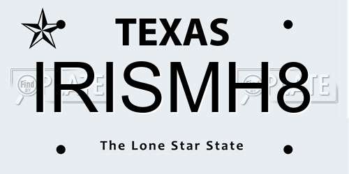 IRISMH8 Texas License Plate