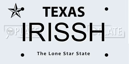 IRISSH Texas License Plate