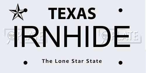 IRNHIDE Texas License Plate