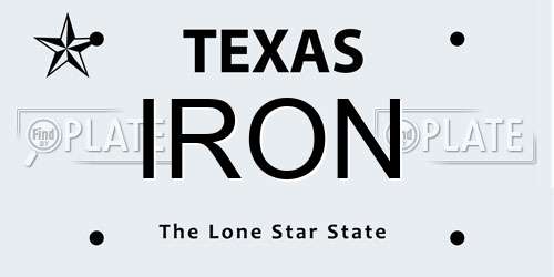 IRON Texas License Plate