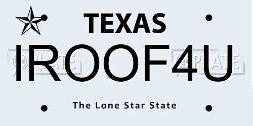 IROOF4U Texas License Plate