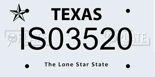IS03520 Texas License Plate