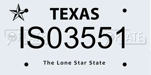 IS03551 Texas License Plate