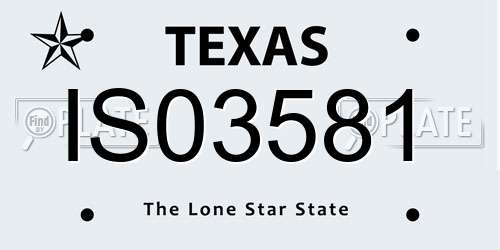 IS03581 Texas License Plate