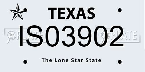IS03902 Texas License Plate