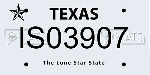 IS03907 Texas License Plate