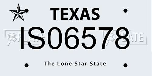 IS06578 Texas License Plate