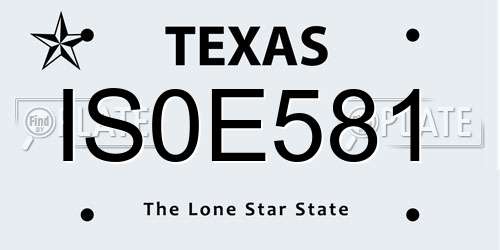 IS0E581 Texas License Plate