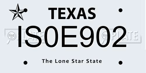 IS0E902 Texas License Plate