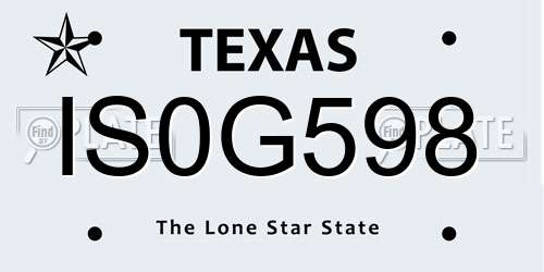 IS0G598 Texas License Plate